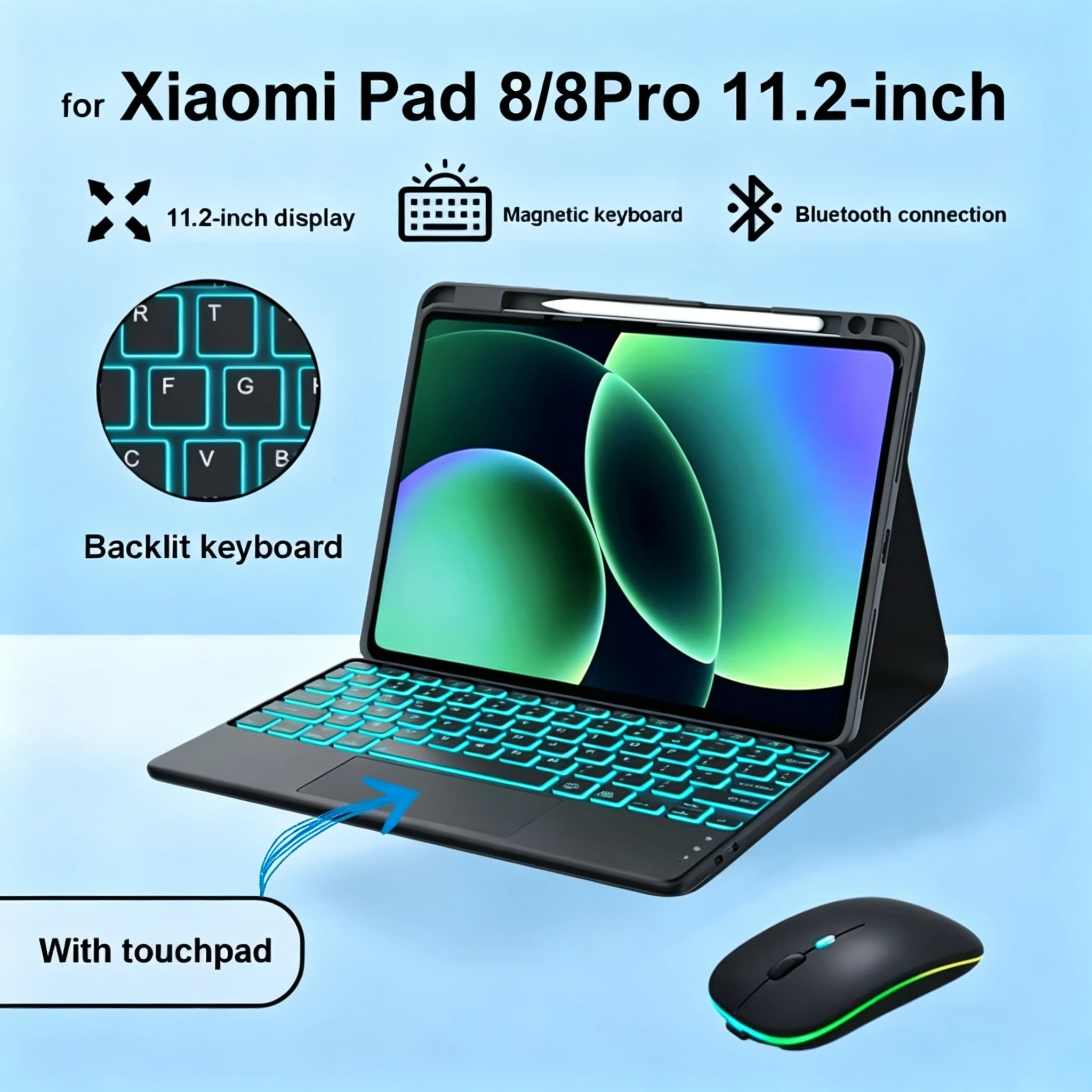 �y�Z�[�����zXiaomi Pad 8 11.2�C���`�P�[�X�AXiaomi Pad 8 Pro 11.2�C���`�pBluetooth�L�[�{�[�h�J�o�[�AXiaomi�X�}�[�g�X�^���h�J�o�[