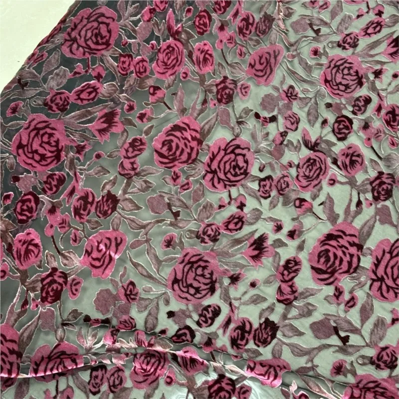 

Woven velvet brocade viscose printed mottled and burned fabric nightgown dress cheongsam