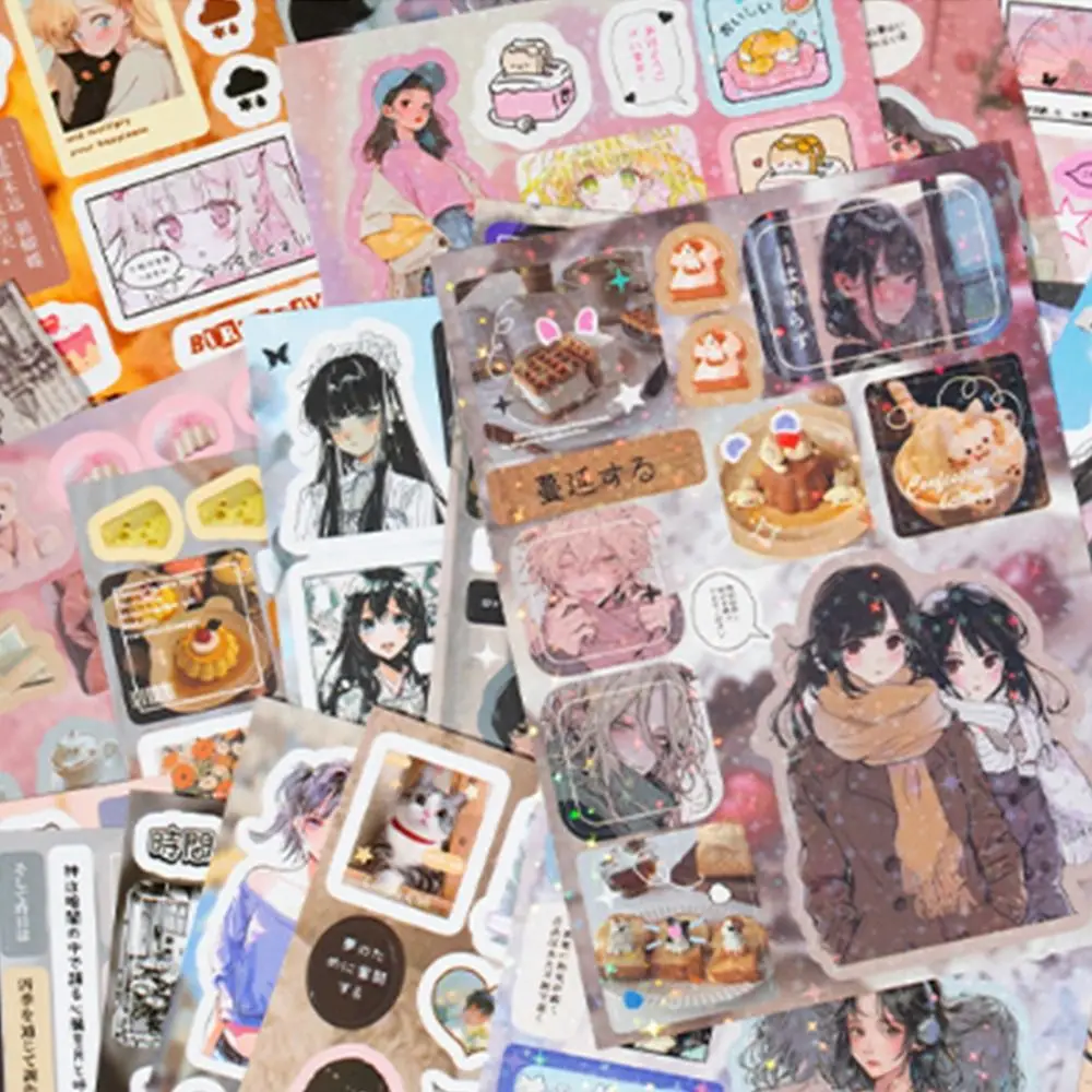 

45 листов Y2K стиль японские наклейки в стиле комиксов неповторная бумага с покрытием ретро декоративные наклейки уникальный дизайн водостойкие