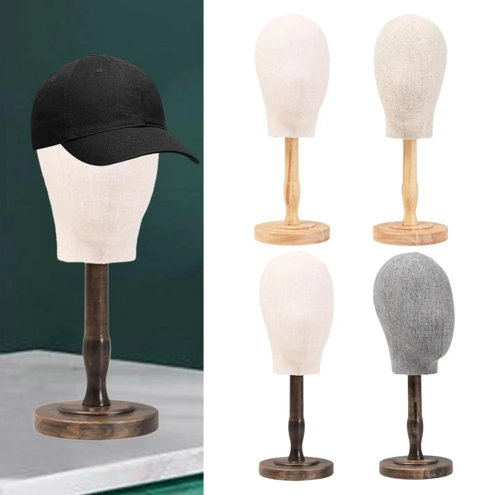 

Mannequin Head Model Hat Display Stand 22inch Tall Versatile Wood Support Fabric Head for Business Use Portable