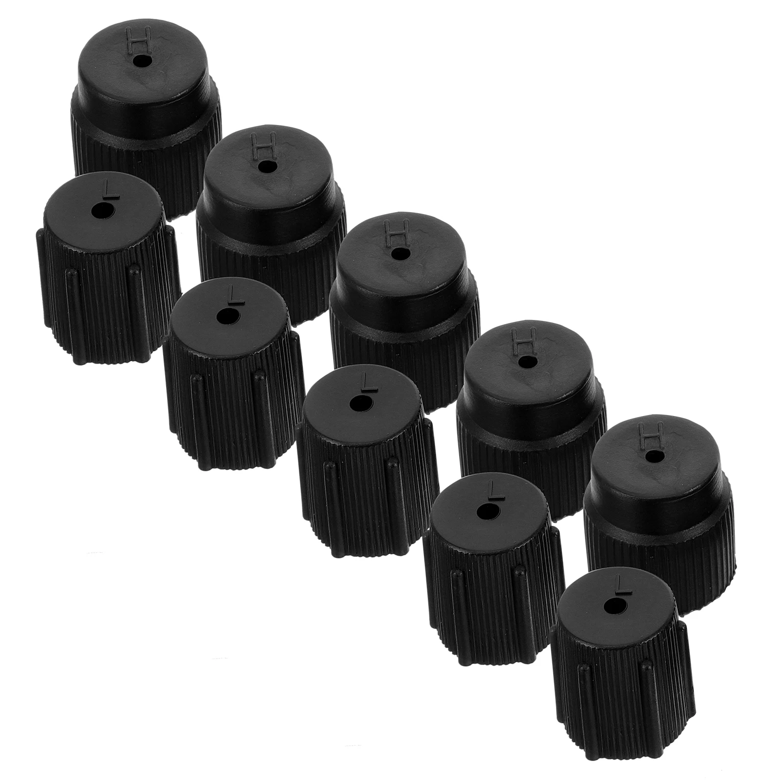 

10Pcs Air Conditioning Valve Caps ABS Plastic Car Refrigeration Valve Core Kit High Low Pressure Ac Charging Caps