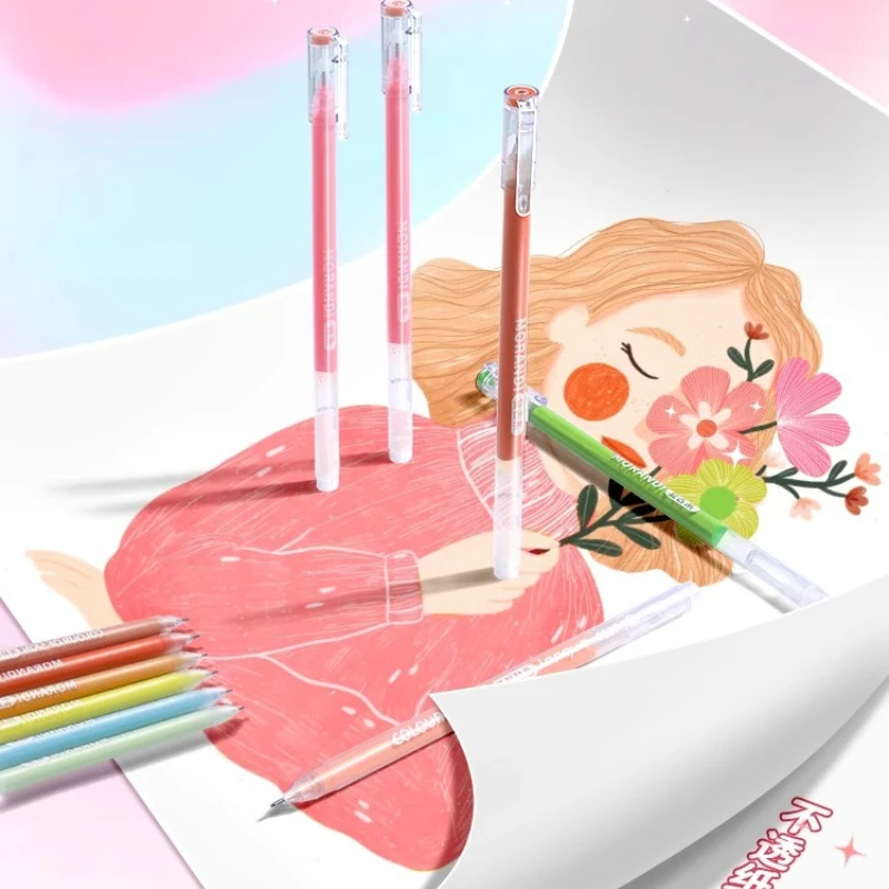 Handheld Pen Full Set of 36 Color Neutral Pen for Painting Special Notes,Large Capacity Handheld Gel Pens Flat for Morandi Color