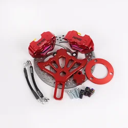 Motorcycle Scooter double Brake Caliper+220mm Disc Brake Pump Adapter Bracket+Brake Disc For Honda Yamaha Kawasaki Suzuki Moto