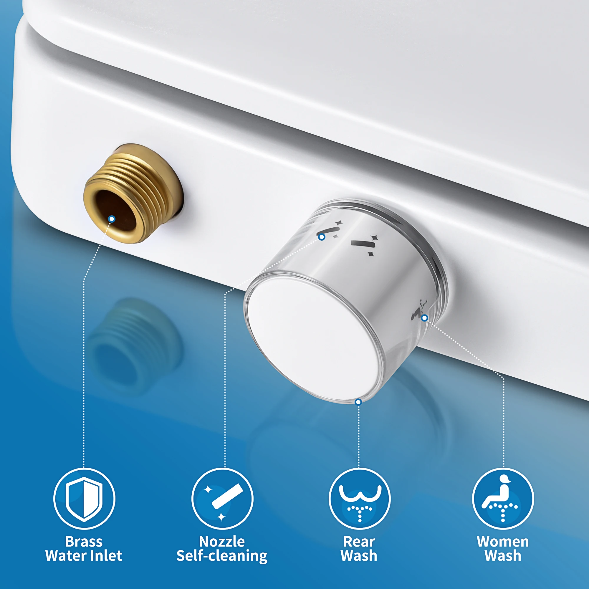 Samodra runde, nicht-elektrische Bidet-Toilettensitze, weiß (nur für europäische Toiletten geeignet) – Detail 2