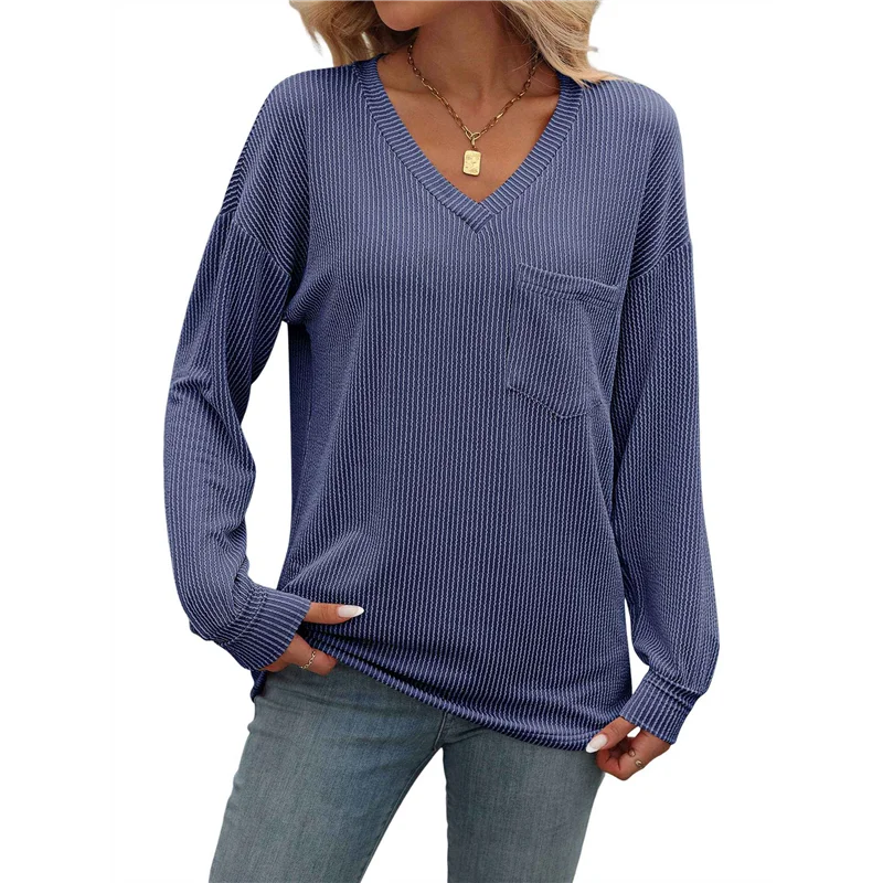 ABRT-สตรีวาฟเฟิลถักเสื้อ 2025 ขนาดใหญ่เสื้อแขนยาว Crewneck ธุรกิจเสื้อลําลองเสื้อ Basic