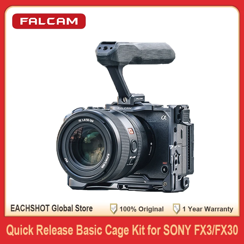 FALCAM F22&F38&F50 Quick Release Basic Cage Kit Multi-Hole Complete Set of Interfaces Portable Top Hand Grip for SONY FX3 FX30