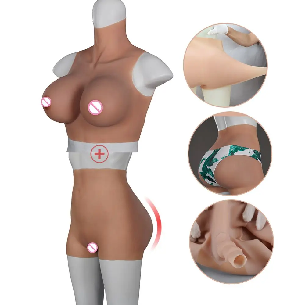 Fake Boobs Realistic Silicone Breast Forms Big Hips And Buttocks Shaper Wear Suit Set Male To Female Trans Costume