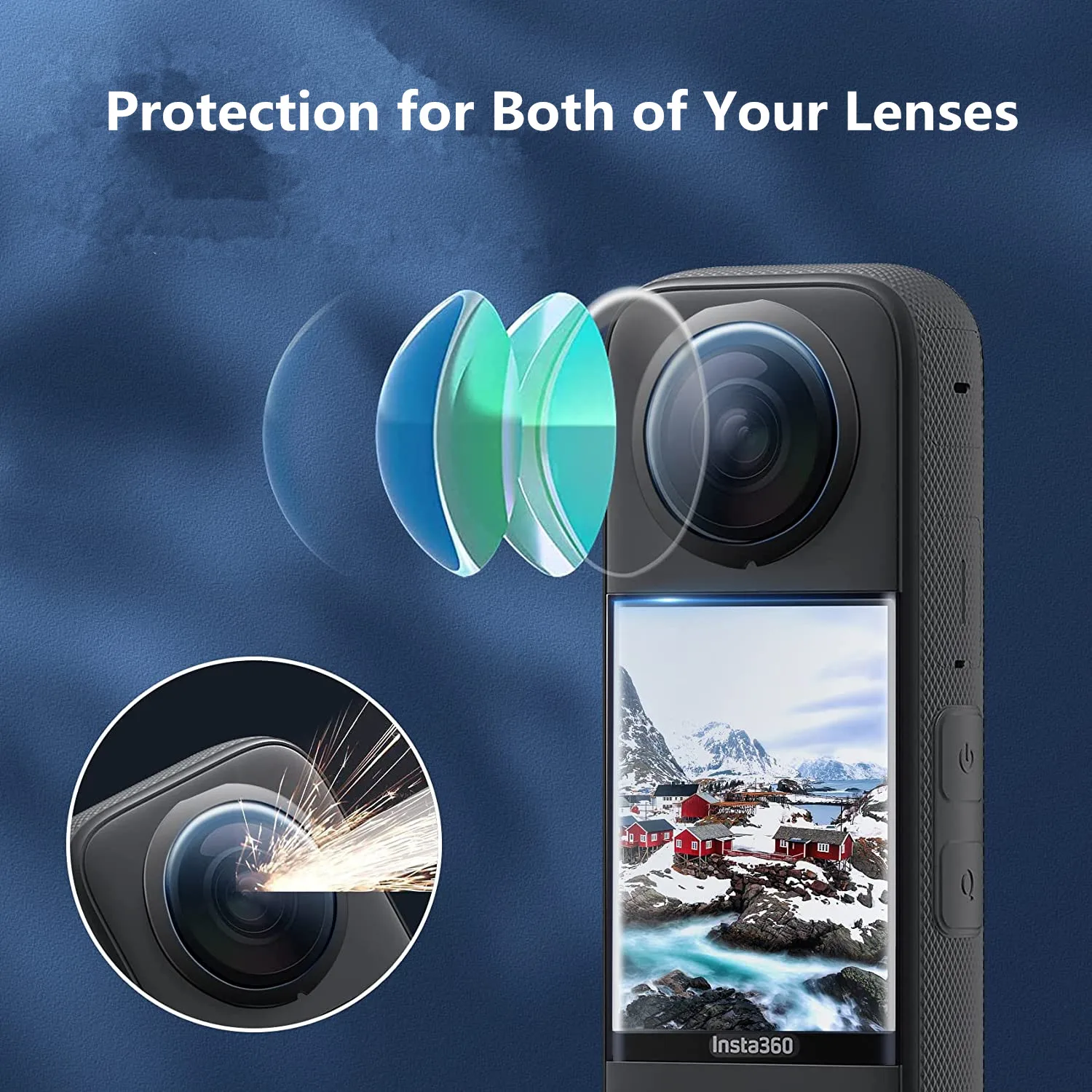 Lens Guards For Insta360 X4 Sports Camera Rotating Optical Tempered Glass Protective Mirror/PC Len Protective Mirror Accessories