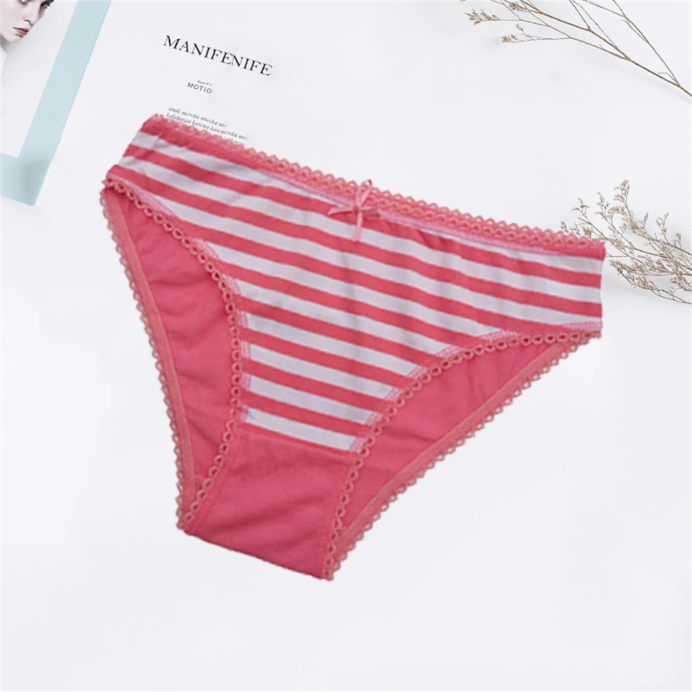 Women\'s Cotton Panties Female Striped Breathable Briefs Sexy Underwear Woman Lingerie Intimate 6 pcs/lot