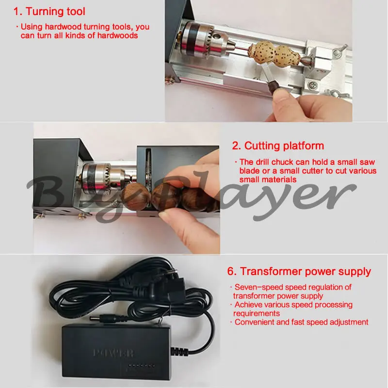 

Mini Beads Grinding and Polishing Lathe - 12 24V DC Multifunction Machine for DIY Woodworking Buddha Pearl EU US Plug