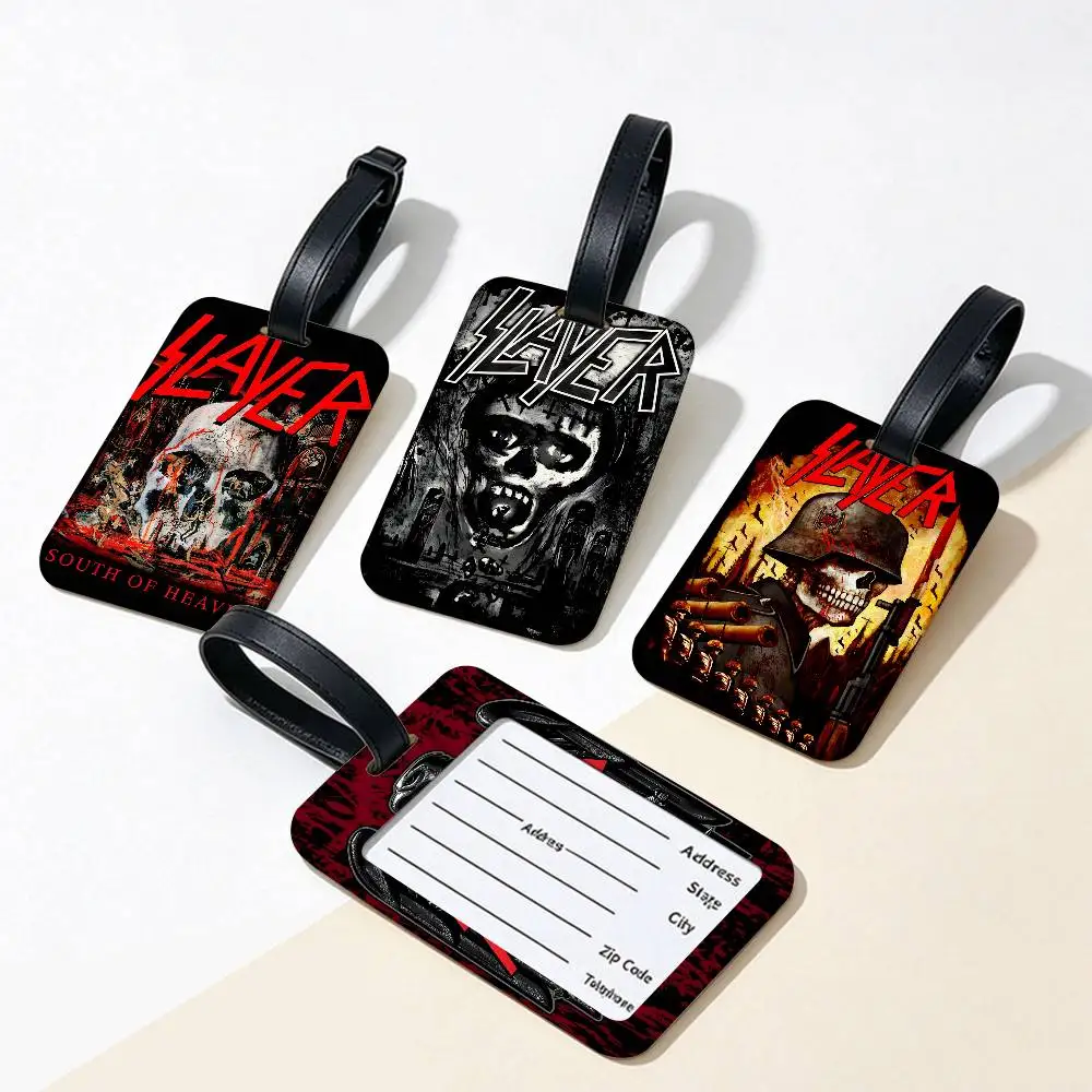 Slayer Heavy Metal Rock Band Album PVC Anti lost Luggage Identifier Tag Removable Information Card Holder Travel Baggage Tag