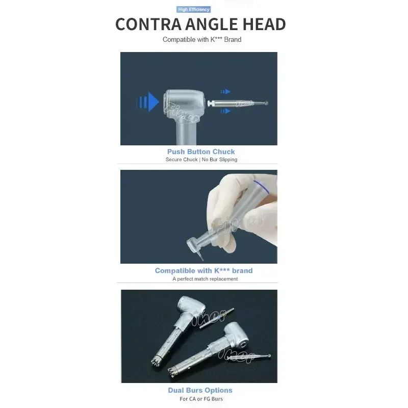 Dental Contra Angle Intra Head 1:1 Push Button Against Angle Head for Low Speed Handpiece Fit KaVo Dental Equipment Accessories