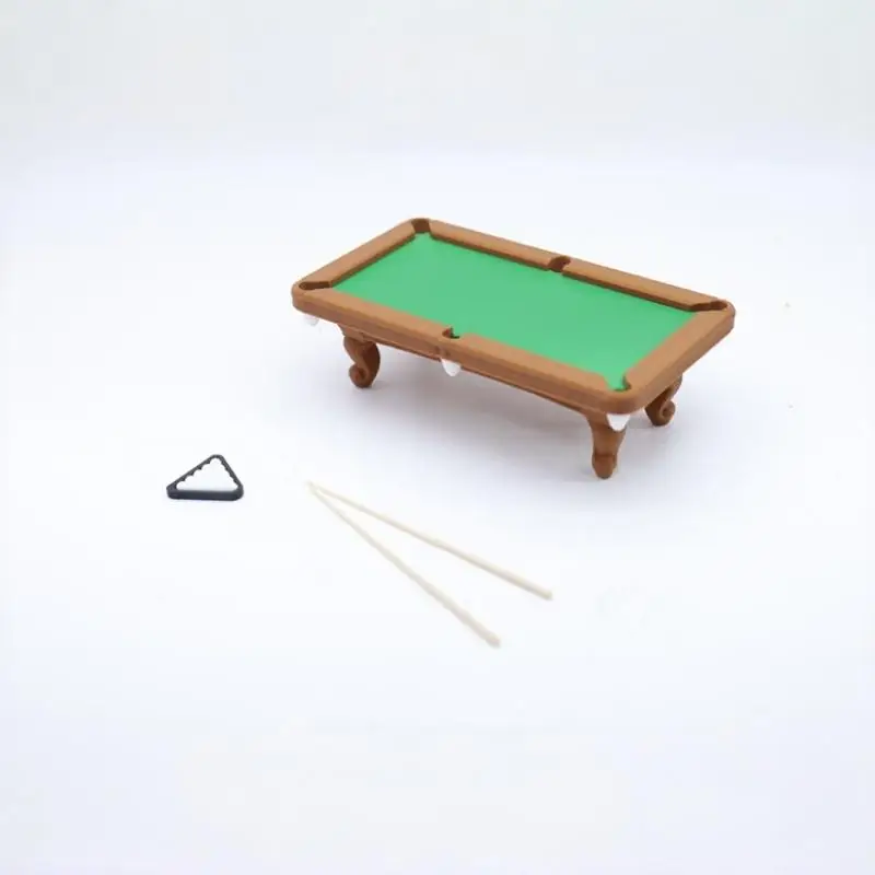 ⑧ 1 Set Billiard Model With Cue Rack Pretend Play Accessory 1:12 Dollhouse Mini Pool Table Furniture Kit For Diorama Decor