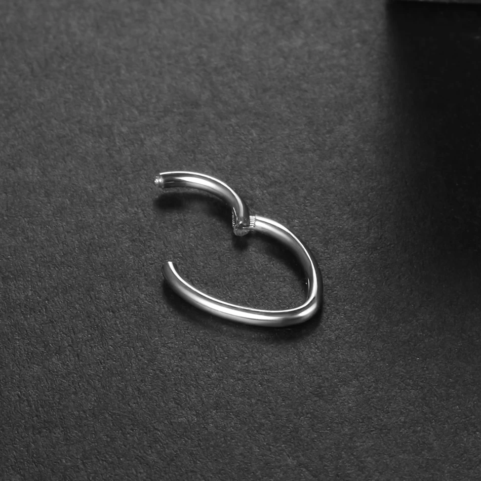 1PC Surgical Steel CZ Segment Septum Nose Rings Hoop Clicker Heart Moon Ear Cartilage Tragus Daith Earring Piercings Jewelry16G