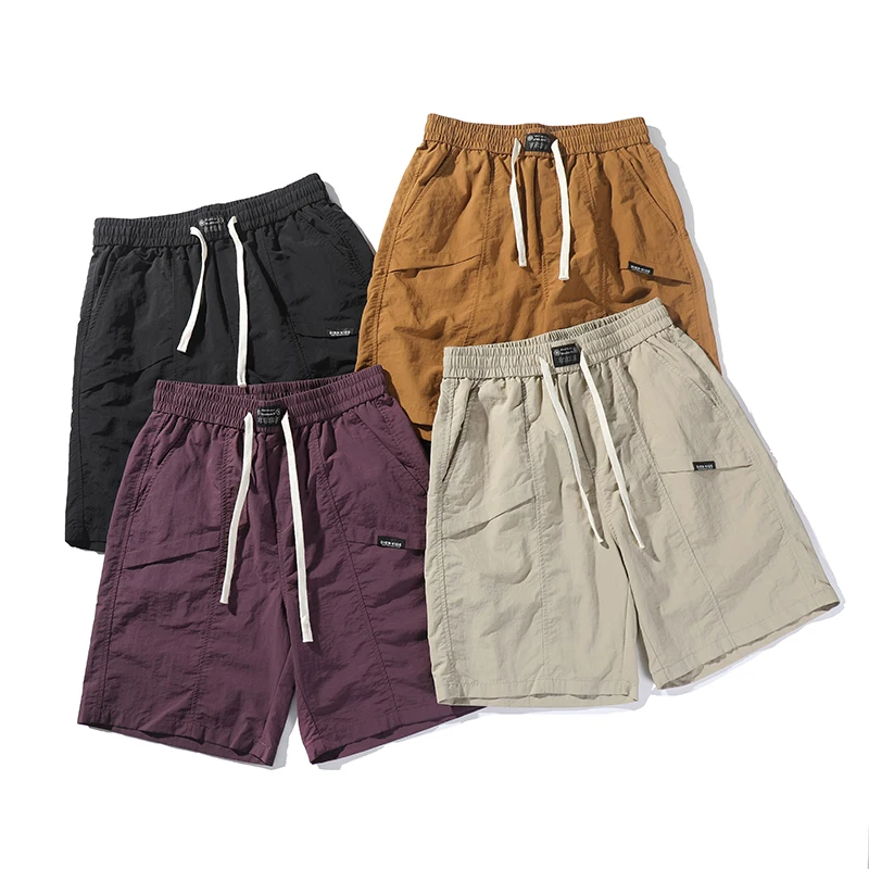 

Summer Thin Outdoor Function Qui Dry Beach Pants Loose Straight Leg Workwear Five-Quarter orts for Men Casual Loose Fit