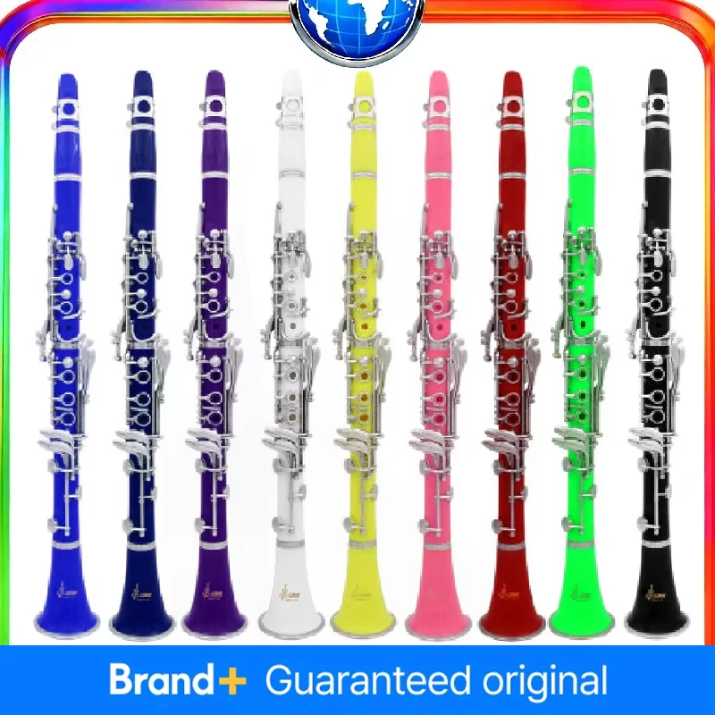 

SLADE 17-клавишный тенор-кларнет Bb с разноцветным бакелитовым корпусом, в комплект входит трость и футляр — деревянный духовой инструмент