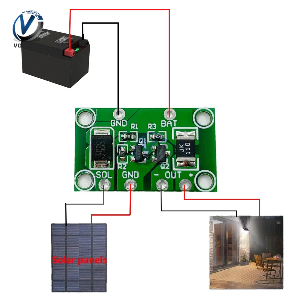 Solar Panel Controller 3.2V 3.7V 6V 12V 1A Light Control Solar Lawn Light Circuit Control Board Solar Landscape Light Controller