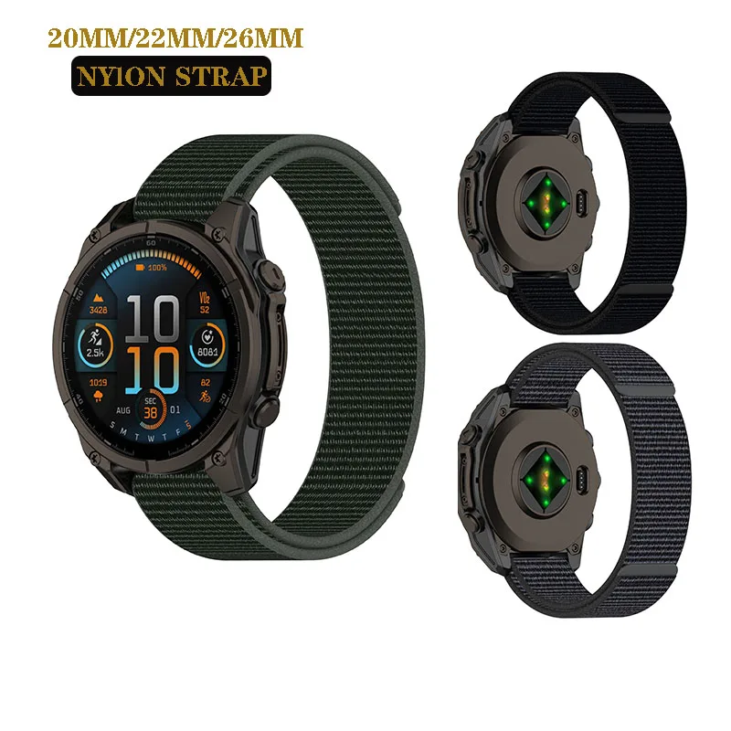 20/22/26mm Nylon Loop Quick Fit Band Strap for Garmin Fenix 8 7 6 5 S X Pro / instinct 2 2s/ 935 945 955 965 / Descent /Enduro