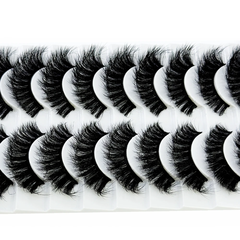 AMSDCN 10 pairs Eyelashes 3D Natural False Lashes Fluffy Soft Cross Fake Lashes Wispy Natural Long Eyelash Extension Makeup
