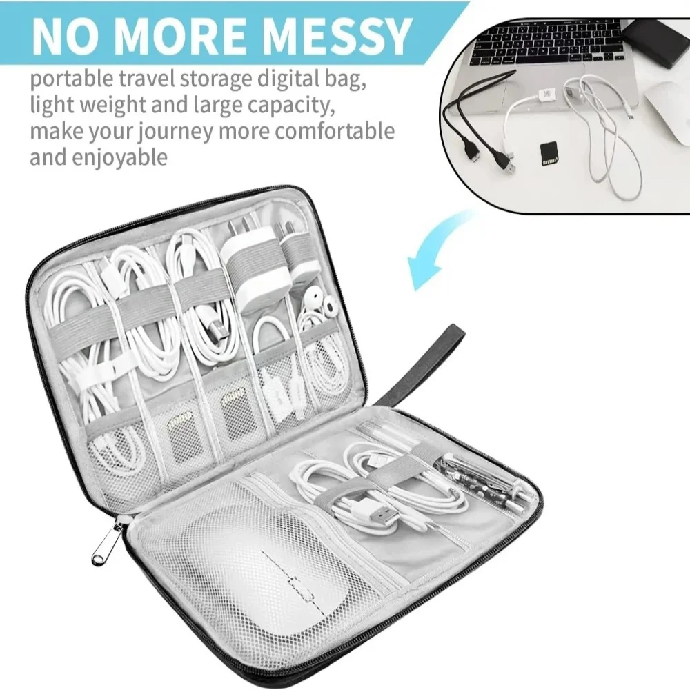 Waterproof Cable Storage Bag Waterproof Digital Electronic Organizer USB Data Cable Charger Plug Storage Bag Portable Cable Bag