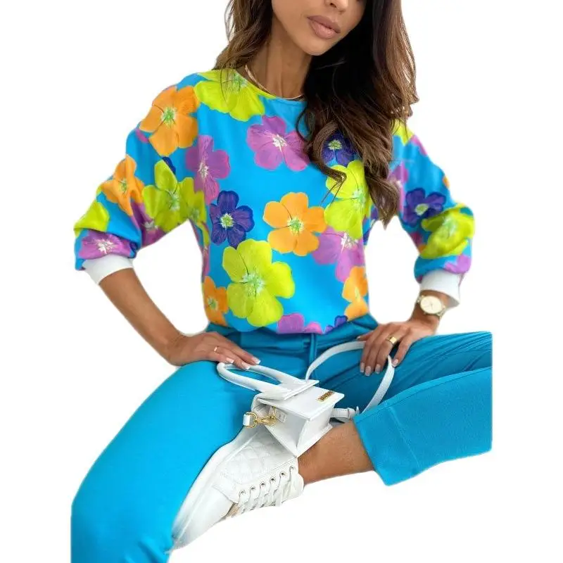 Faion Long Floral Print irt for Women Spring Casual Sle Ele Ladylike Design Comfortable Fit Ideal for Daywear
