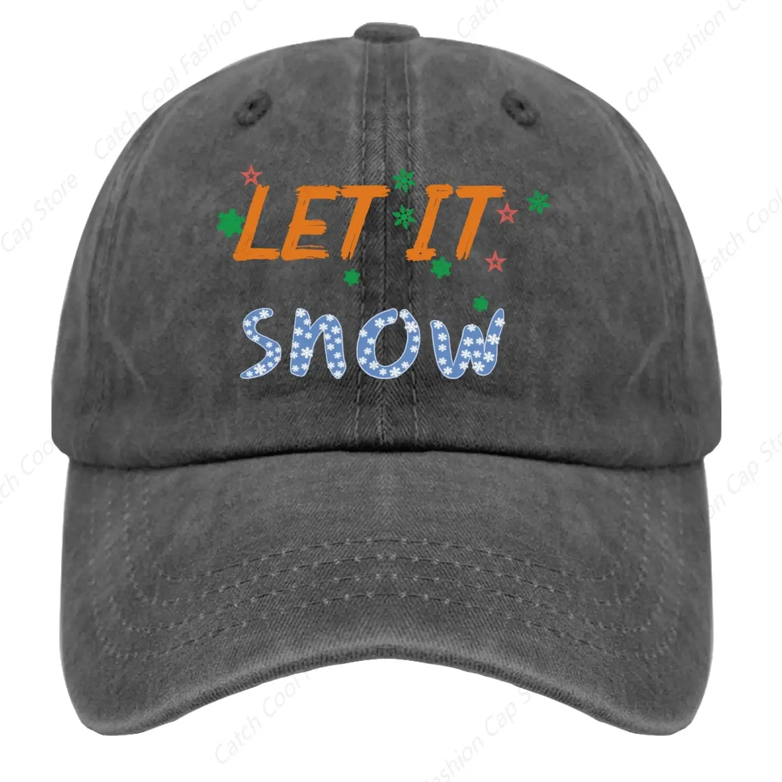 

Christmas Let It Snow Baseball Cap for Men Women Vintage Trucker Denim Hat Washed Cotton Fashion Unisex Adjustable Sports