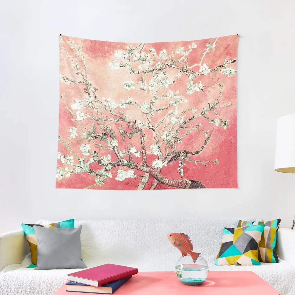 

Vincent Van Gogh Almond Blossoms Peach Tapestry On The Wall Decoration For Rooms Wall Mural Tapestry