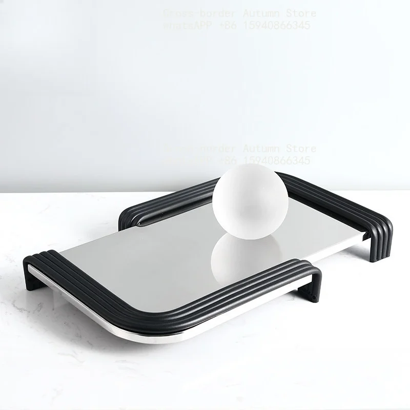 Light Luxury Stainless Steel Tray Nordic Style Metal Storage Tray Aroma Candle Display Home Decor Ornament For Living Room