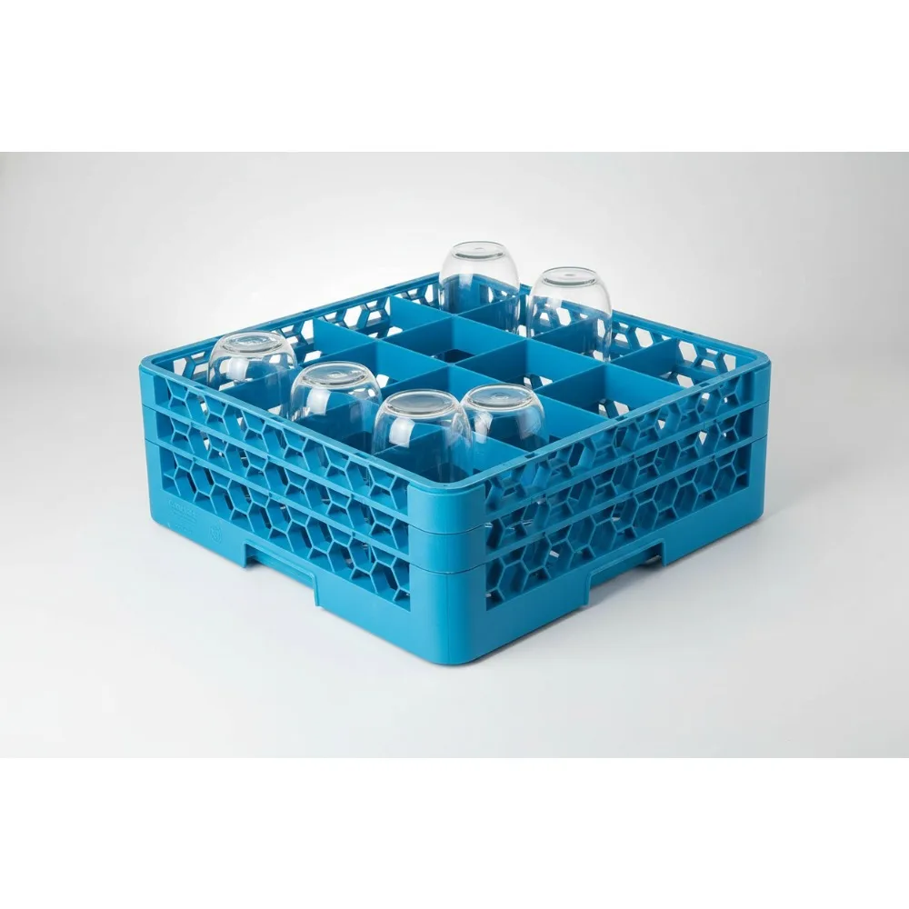 

Стеклянная полка для посудомоечной машины с 16 отделениями и удлинителями, эффективная защита от слива и обода, синяя для домашней кухни