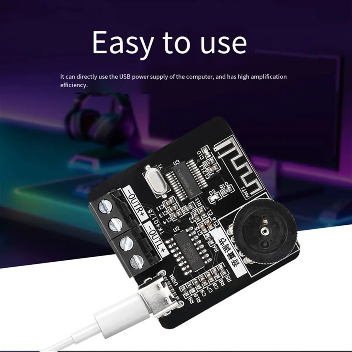 Punctual- XH-A164 Micro-Digital Bluetooth Amplifier Board PAM8403 Amplifier Module DC5V Power Supply 5W+5W Power