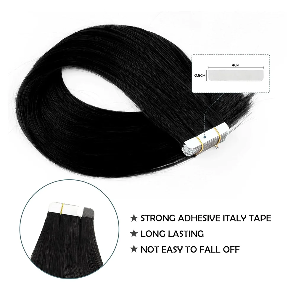 Tape In Hair Extensions Human Hair Natural Color For Woman Human Hair Straight Seamless Skin Weft Tape In Hair Extension 20 Inch