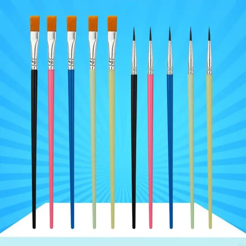 Набор кистей для рисования, 10 шт., нейлоновые кисти для волос с ручной росписью для акрила, акварели, масляной гуаши, художественной росписи лица