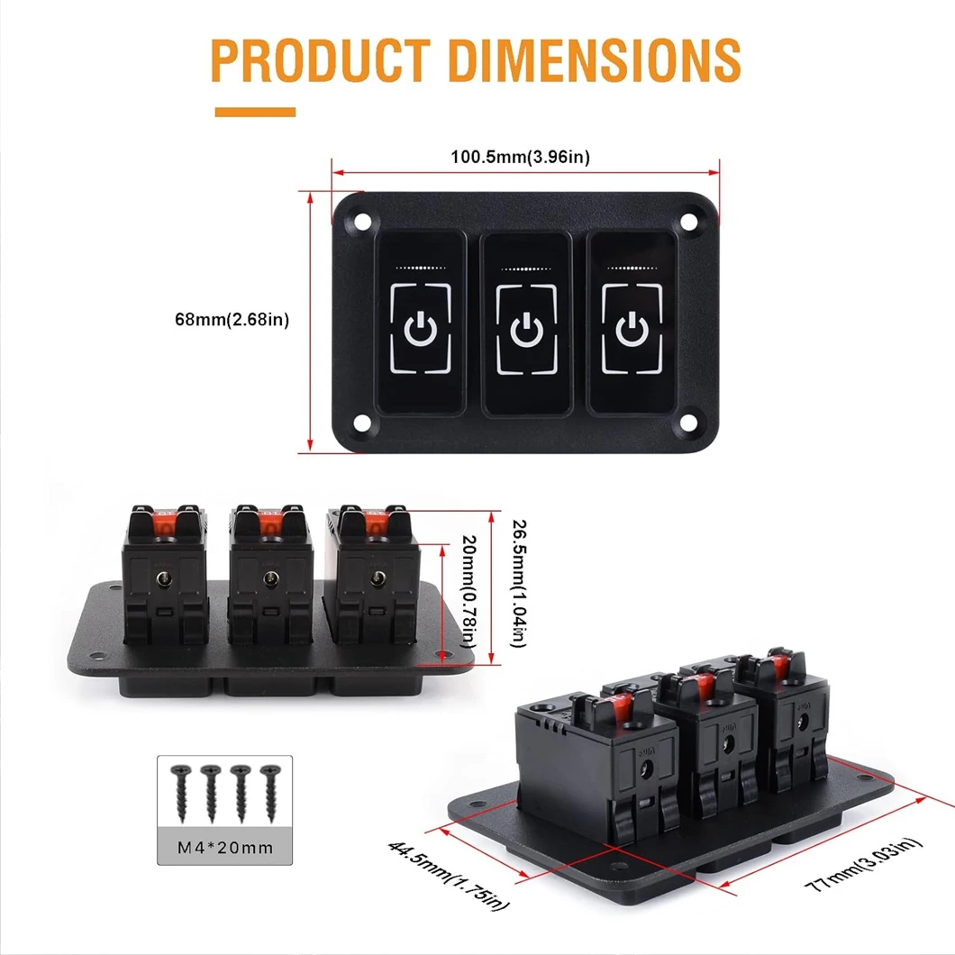 

3 Gang Samrt Touch Control Switch 12-24V ON-OFF Multifunction Car Auxiliary LED Light Control Switch Electronic Relay System