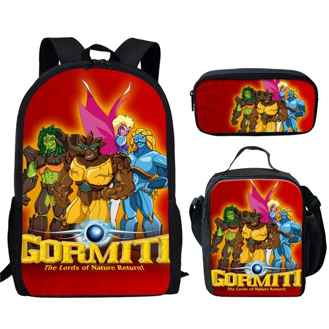 【 School Season 】 Gormiti Anime Cartoon Periphery Backpack Meal Bag Pen Bag Campus 3-Piece Set