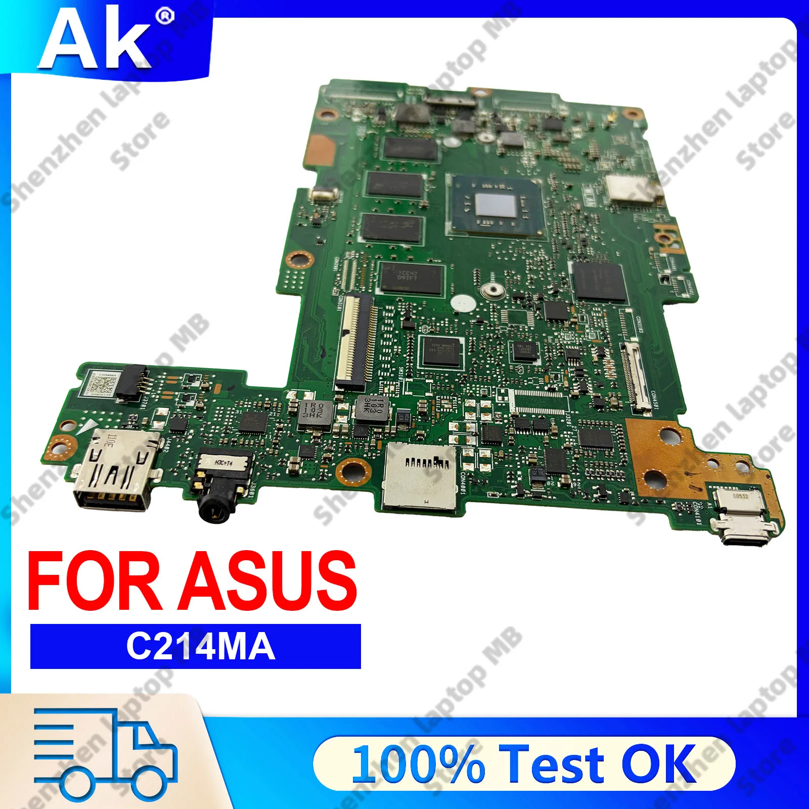 

C214M C214MA Laptop Motherboard For ASUS Chromebook C214M C214MA Mainboard With Celeron CPU 100% tests OK fast shipping stk
