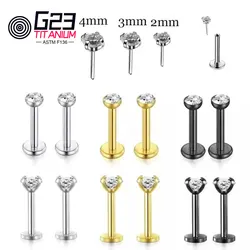 10Pcs G23 ASTM F136 Titanium CZ Piercing Lip Nose Stud Ring Labret Earrings Set Tragus Free Spiral Cartilage Jewelry For Women