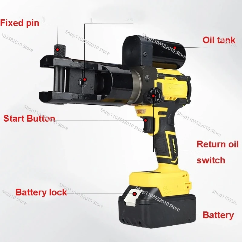 Cm300 Portable Electric Hydraulic Crimping Pliers, 18V Li-Ion Battery Crimping Tool for Copper Aluminum Terminals