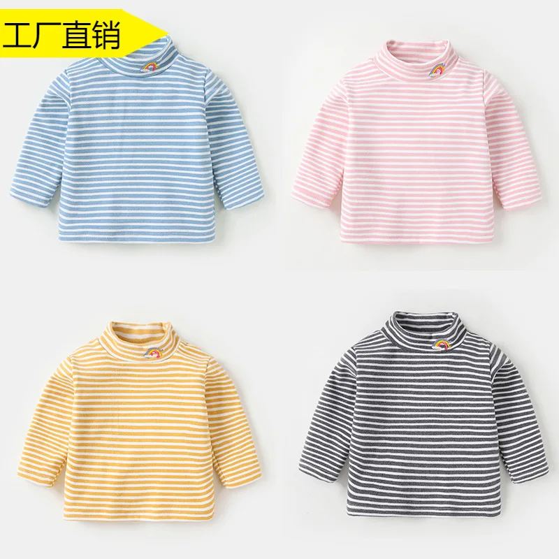 

2025 baby clothes velvet autumn and winter German turtleneck bottoming shirt long-sleeved T-shirt boys warm winter clothes child