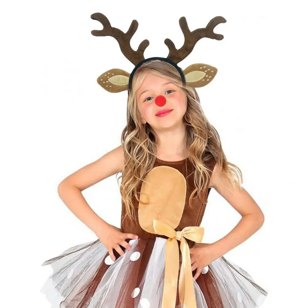 

Plush Antler Headband Festive Reindeer Antler Headband for Women Plush Christmas Hair Accessory Holiday Party Decoration Cute