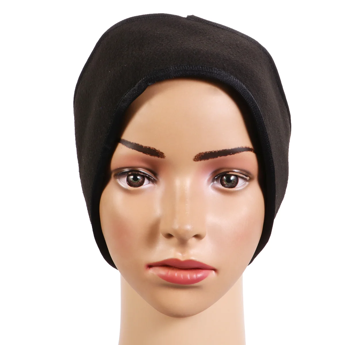 

3 pcs Double Layer Fleece Headband Black Warm Moisture Wicking Stretchy Ear Covering Hair Band For Sports Yoga Running