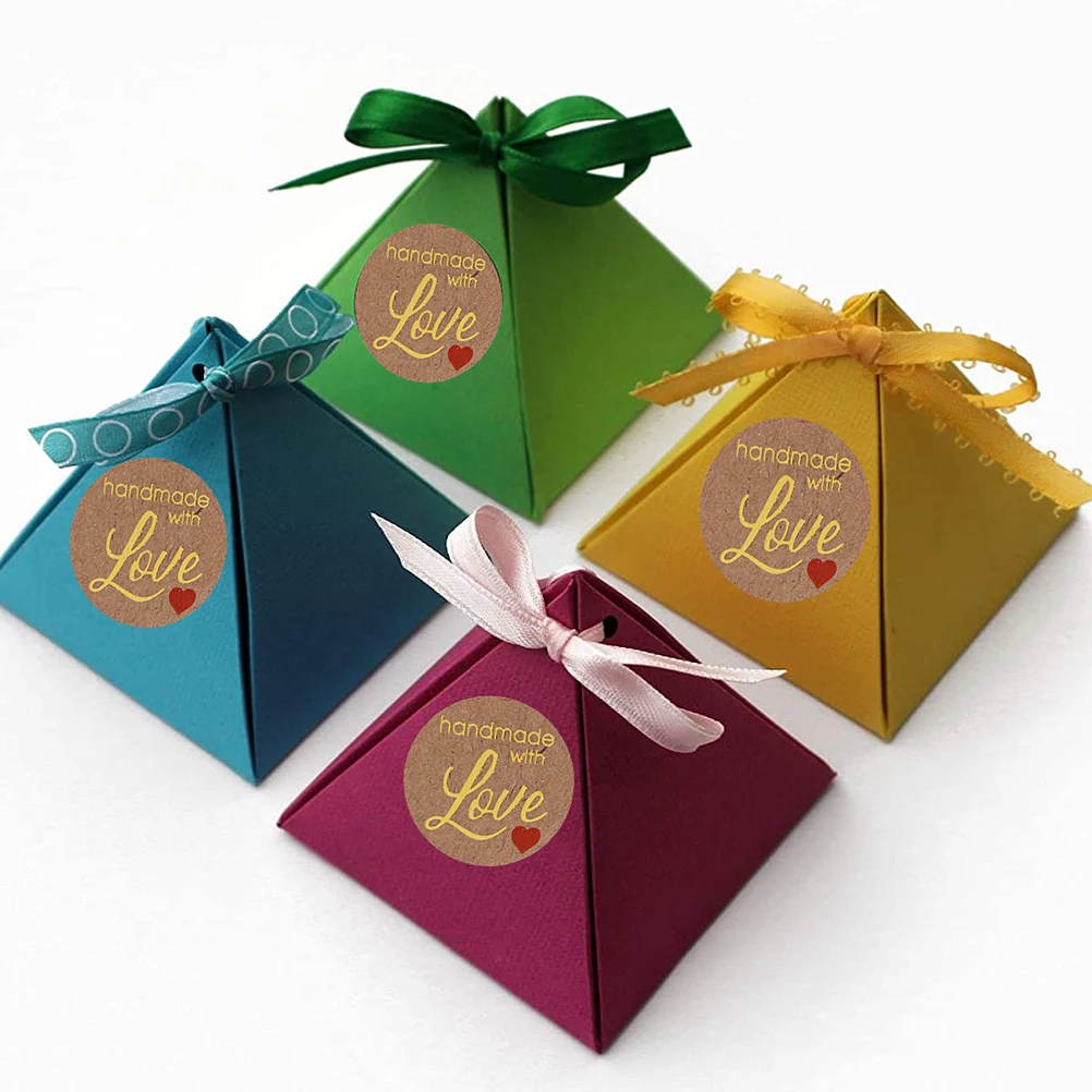 

2 Rolls Heart Shaped Stickers Decorative Gift Wrapping Baking Packaging Sealing Labels Kraft Paper Diy Tags For Party