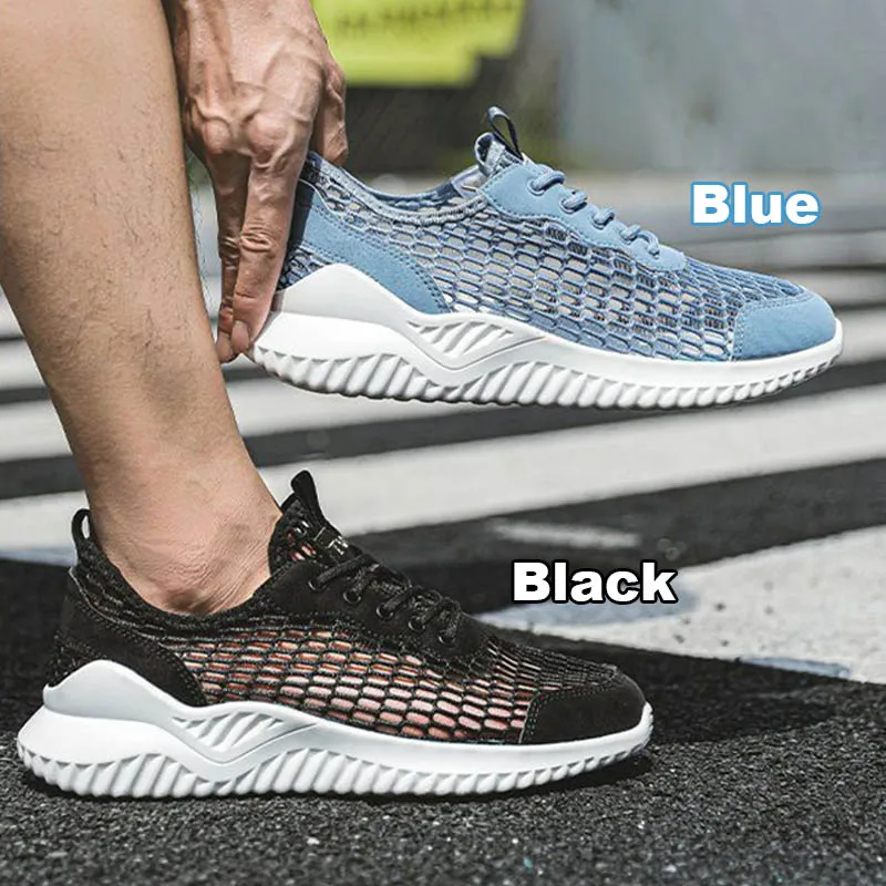 Oulylan 2025 Summer Big Mesh Breathable Sneakers Casual Hollow Lightweight Sports Shoes Men Lace Up Solid Color Running Footwear