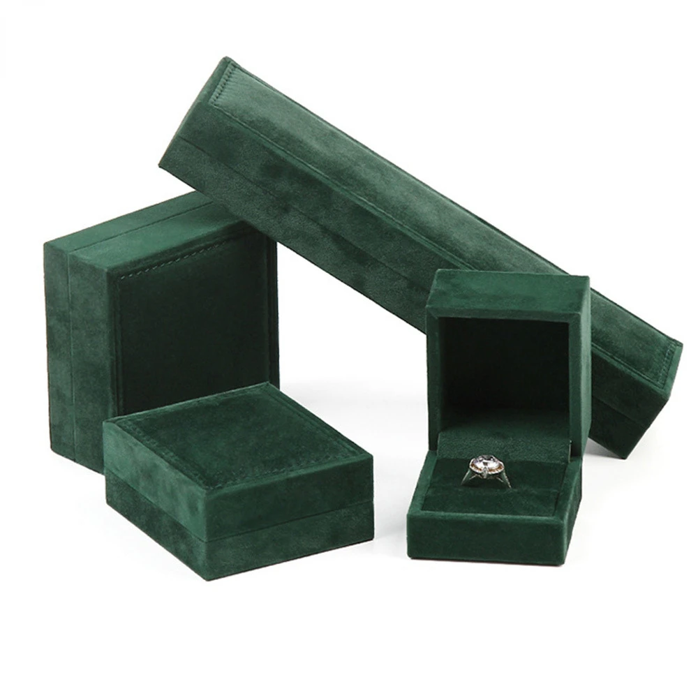 Quality PU Green Velvet Ring Pendant Jewelry Packaging Box Jewelry Storage Box  Bracelet Necklace Organizer Gift Box