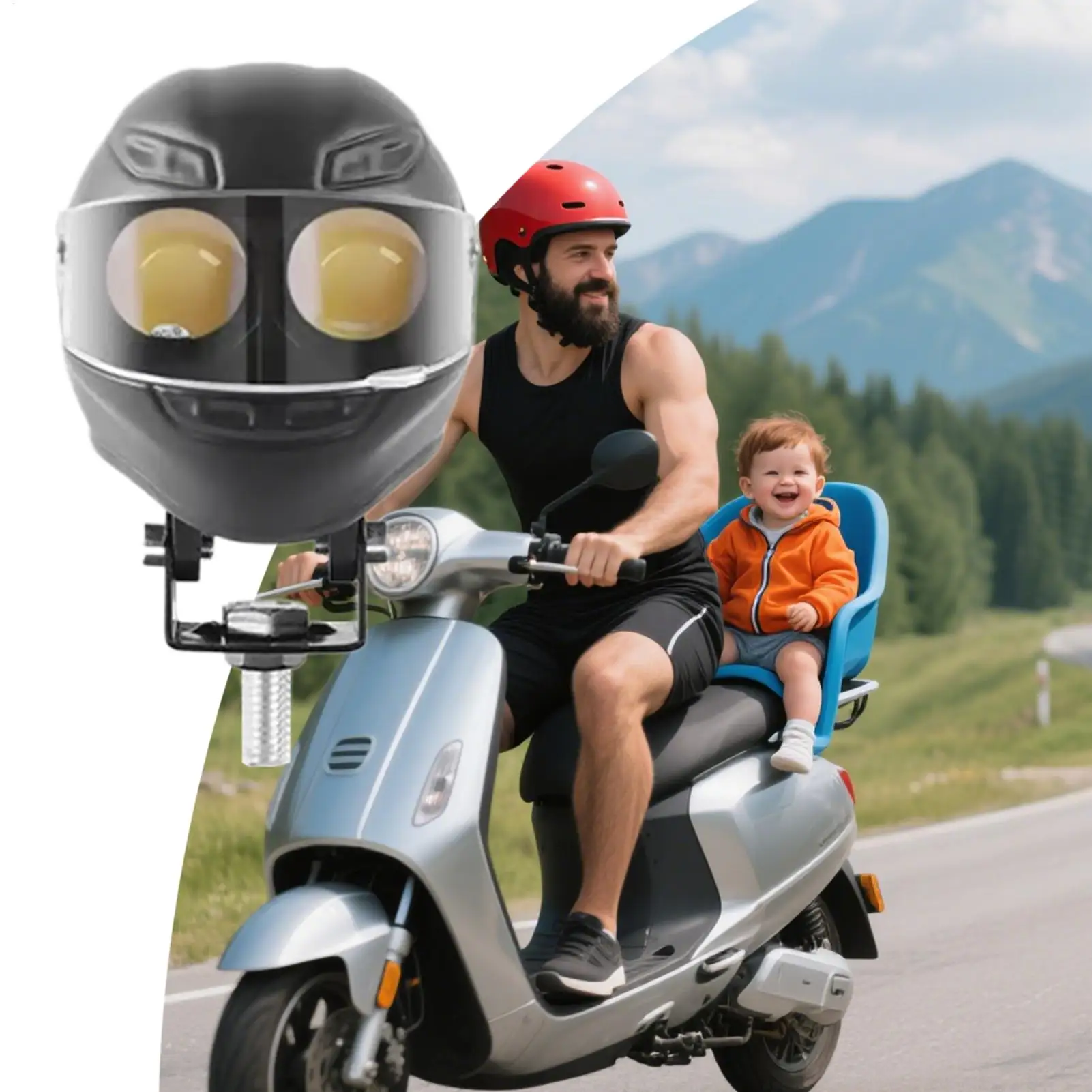 Motorcycle Auxiliary Lights Helmet-Style Auxiliary Spotlight For Motorcycle Waterproof Motorbike Spotlight For Scooter ATV