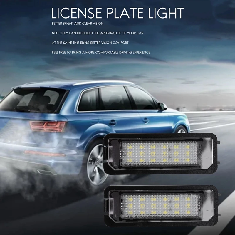 2 шт., 12 В, светодиодные лампы освещения номерного знака для Golf 4 5 6 7, освещение номерного знака автомобиля, внешние аксессуары-BTFL