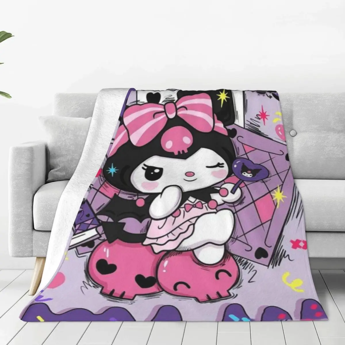 

Kuromi Soft Flannel Throw Blanket - Cozy and Lightweight Fleece Blanket for Home, Travel, and Outdoor Use All Year Round