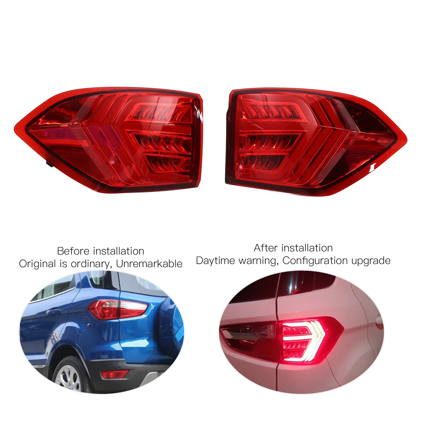 For Ford Ecosport 2013 2014 2015 2016 2017 2018 2019 1 Pair Car LED Rear Bumper Brake Light Tail Light DC12V Waterproof