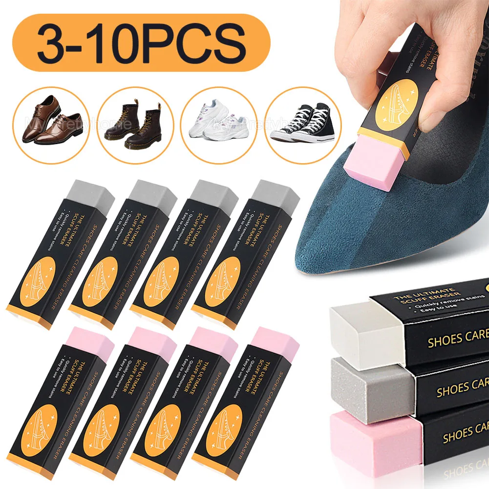 10-3pcs Eraser Shoe Brush Rubber Block Shoes Cleaning Erase Decontamination Shoe Brush Suede Sheepskin Leather Cleaning Brush