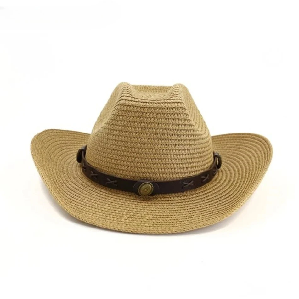 

Khaki Straw Hat Cowboy New Mens Panama Hat Summer Beach Straw Hat Women Casual Brand Design New Arrival Cowboy Cap Beige Black