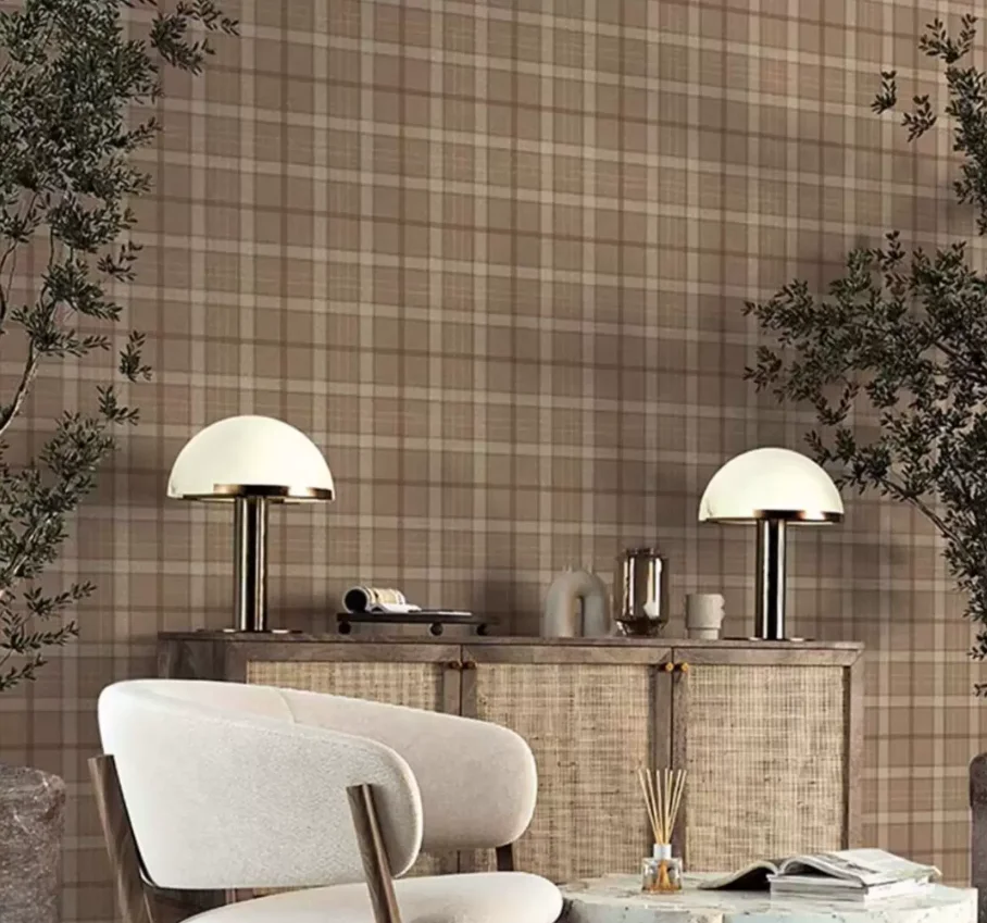 Customized mural British style patterned wallpaper American country grid Scottish imitation cloth patterned wallpaper